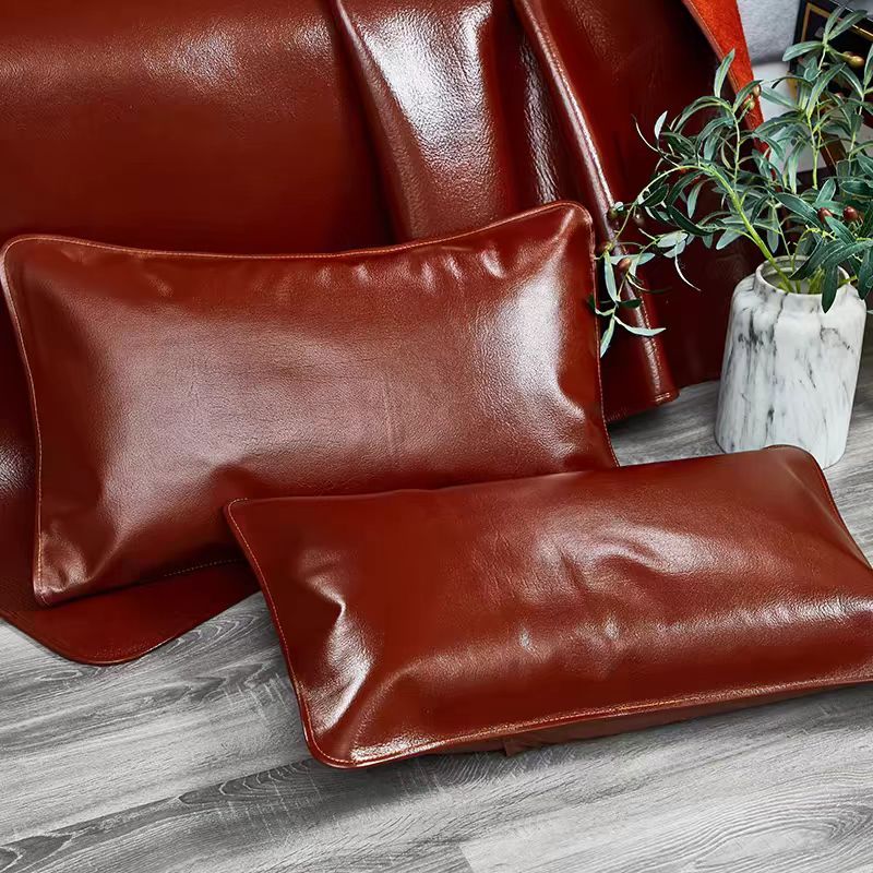 Brown leather pillowcases, top-grain cowhide